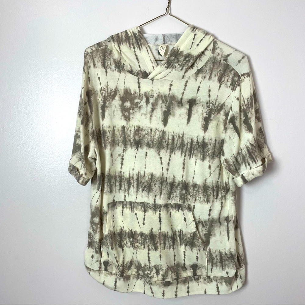 Flamingo Tie-Dye Hooded Sweatshirt | Short Sleeve | XL